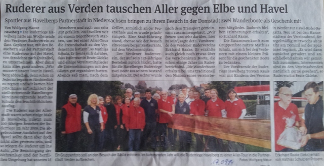 Zeitungsartikel in Havelberg